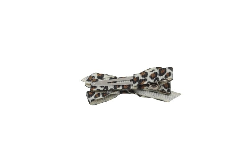 Setje mini alligator haarspeldjes met strikje panterprint - Staartjes en Strikjes