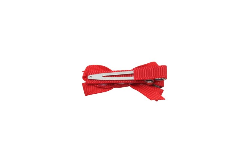 Setje mini alligator haarspeldjes met strikje rood - Staartjes en Strikjes