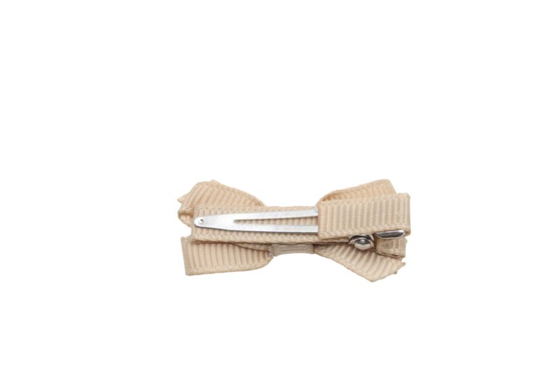 Setje mini alligator haarspeldjes met strikje tan bruin - Staartjes en Strikjes