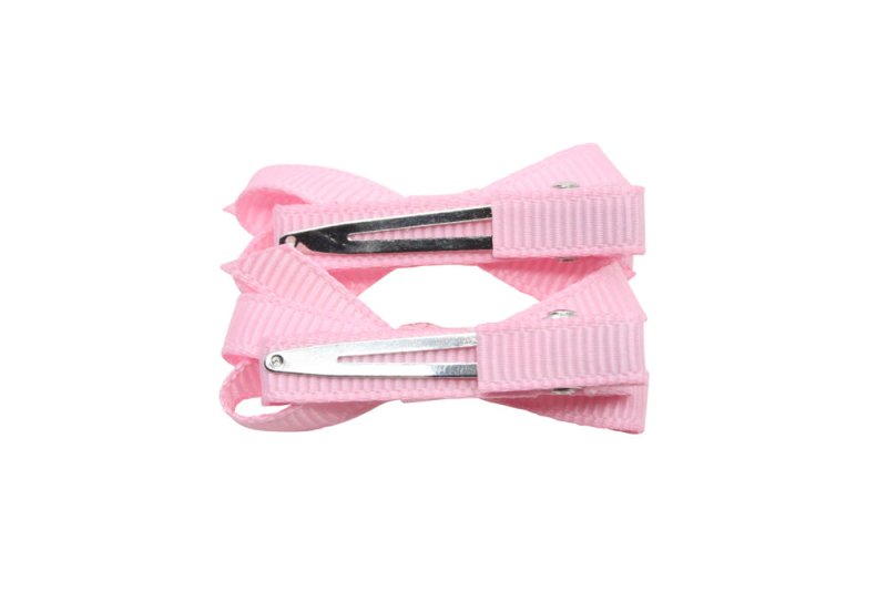 Setje mini alligator haarspeldjes met strikje - zacht roze - Staartjes en Strikjes