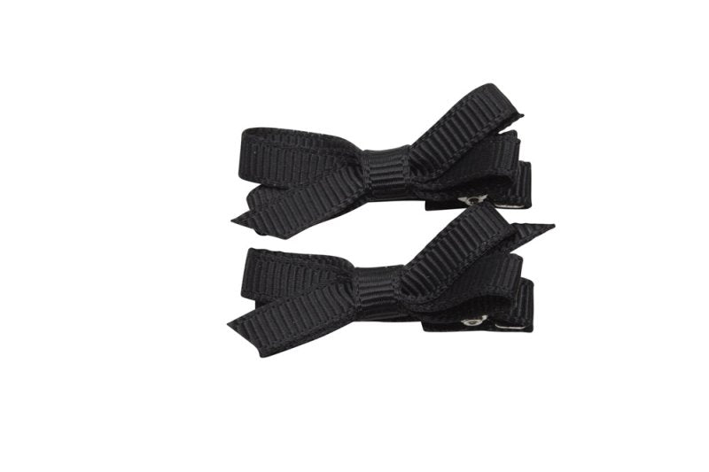 Setje mini alligator haarspeldjes met strikje zwart - Staartjes en Strikjes