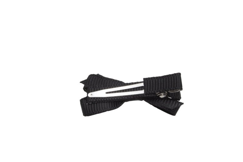 Setje mini alligator haarspeldjes met strikje zwart - Staartjes en Strikjes