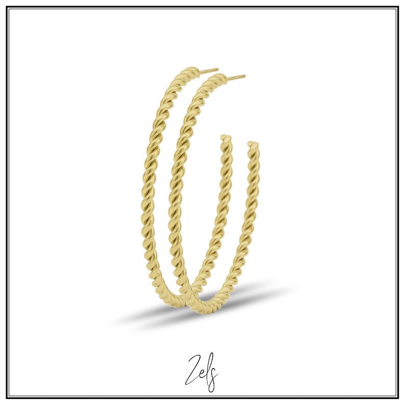 Stalen oorbellen goudkleurige oorringen 50 mm | Zels - Staartjes en Strikjes