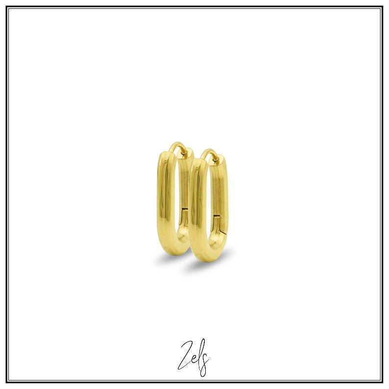 Stalen oorbellen goudkleurige ovale oorringen 20 mm | Zels - Staartjes en Strikjes