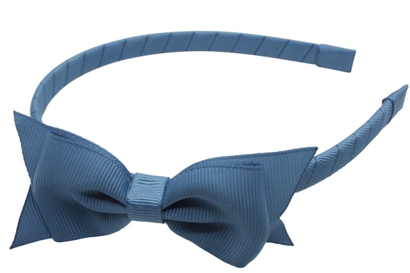 Strik diadeem/haarband lint antiek blauw - Staartjes en Strikjes