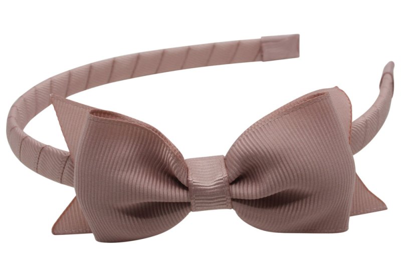 Strik diadeem/haarband lint antique mauve - Staartjes en Strikjes