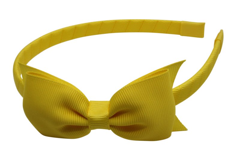 Strik diadeem/haarband lint geel - Staartjes en Strikjes