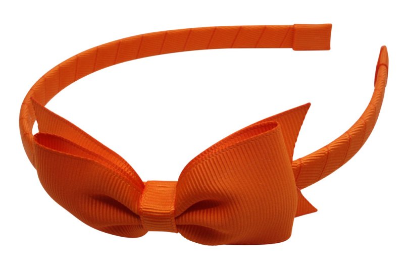 Strik diadeem/haarband lint oranje - Staartjes en Strikjes