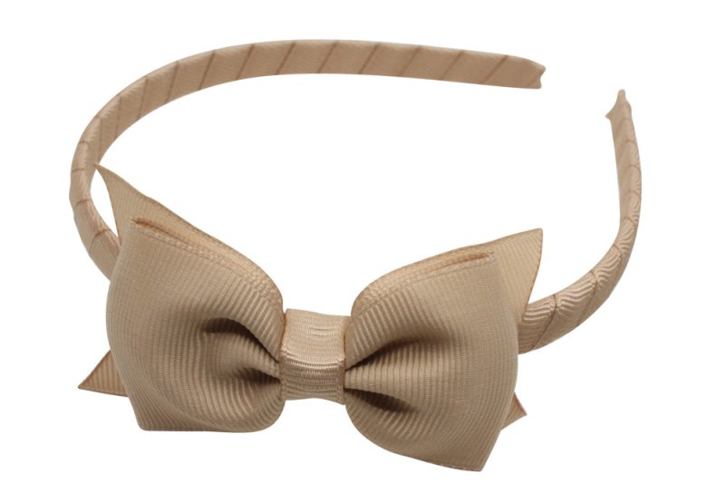 Strik diadeem/haarband lint tan bruin - Staartjes en Strikjes