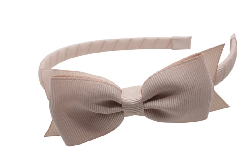 Strik diadeem/haarband lint vanille - Staartjes en Strikjes