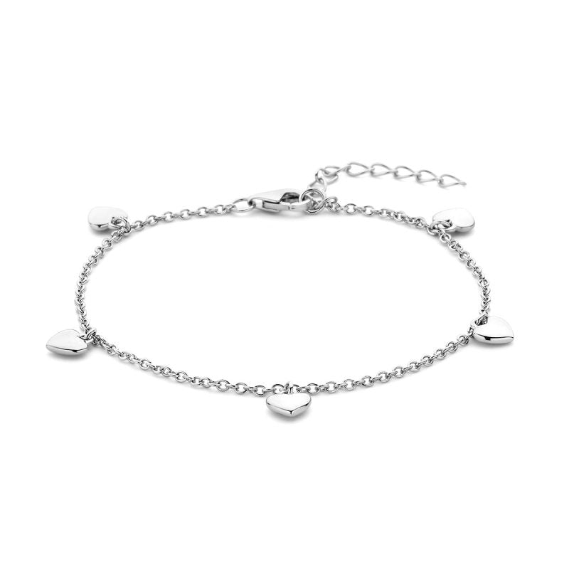 Zilveren bedel armbandje hartjes - Staartjes en Strikjes