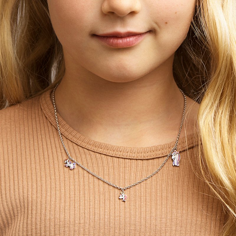 Zilveren ketting eenhoorn variatie - Staartjes en Strikjes