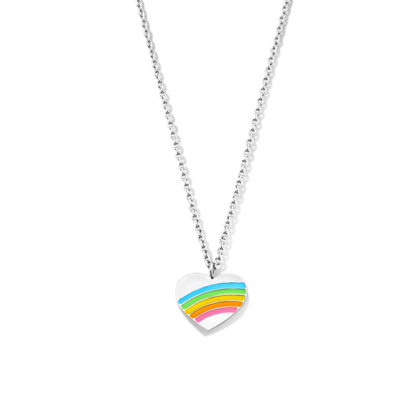 Zilveren ketting hartje regenboog Naiomy Princess - Staartjes en Strikjes