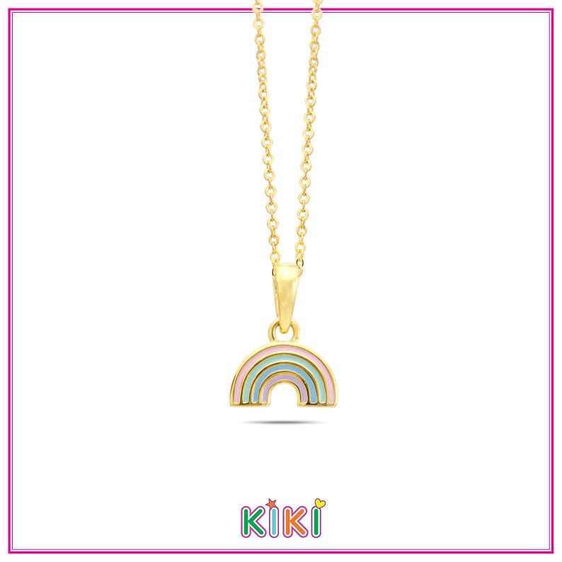 Zilveren kinder ketting goldplated regenboog | Kiki - Staartjes en Strikjes