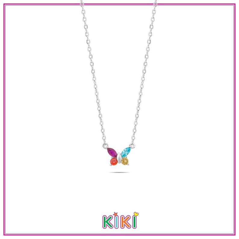 Zilveren kinder ketting vlinder zirkonia | Kiki - Staartjes en Strikjes