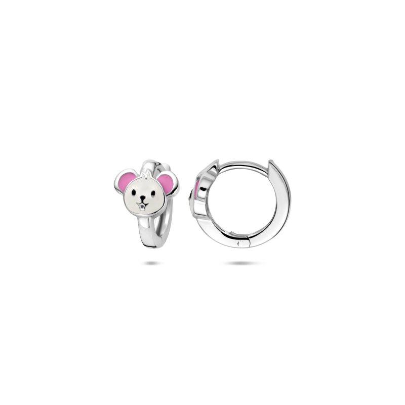 Zilveren kinderoorbellen creolen/oorringen muis - Staartjes en Strikjes