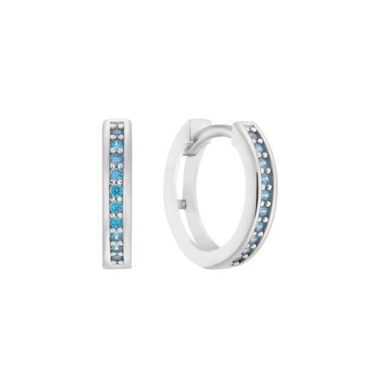 Zilveren kinderoorbellen creolen/oorringen zirconia steentjes aqua blauw - Staartjes en Strikjes