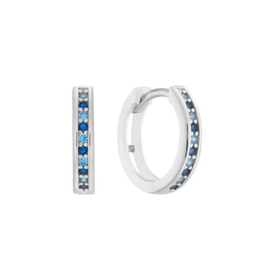 Zilveren kinderoorbellen creolen/oorringen zirconia steentjes zilver/blauw/ aqua blauw - Staartjes en Strikjes