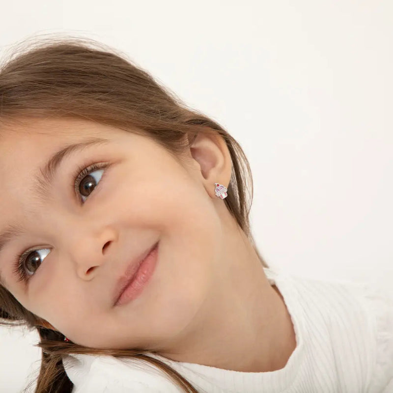 Zilveren kinderoorbellen cupcakes | schroefsluiting - Staartjes en Strikjes