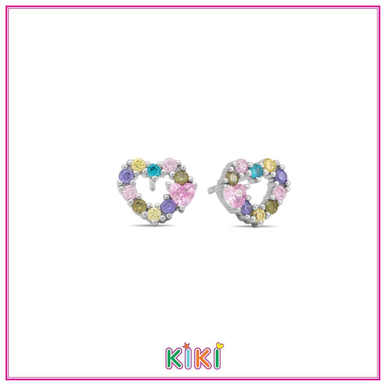 Zilveren kinderoorbellen hartjes | Kiki - Staartjes en Strikjes