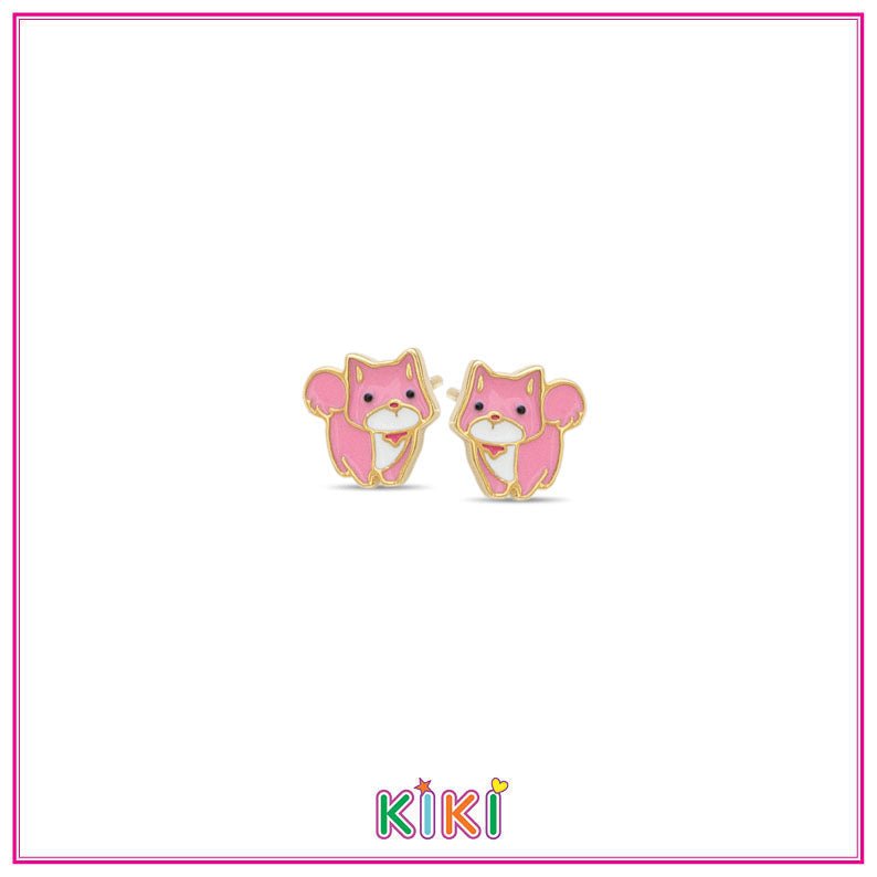 Zilveren kinderoorbellen hondje goldplated | Kiki - Staartjes en Strikjes