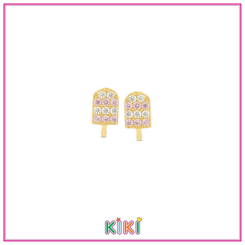 Zilveren kinderoorbellen ijsjes goldplated | Kiki - Staartjes en Strikjes
