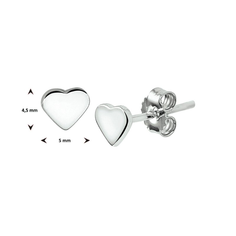 Zilveren kinderoorbellen kleine hartjes 4,5 mm. - Staartjes en Strikjes