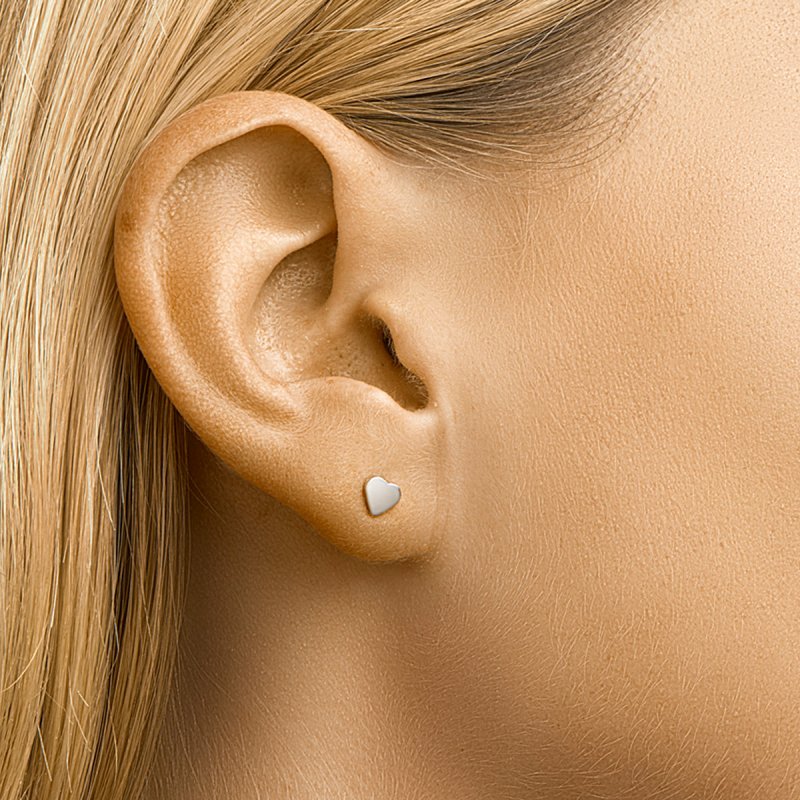 Zilveren kinderoorbellen kleine hartjes 4,5 mm. - Staartjes en Strikjes