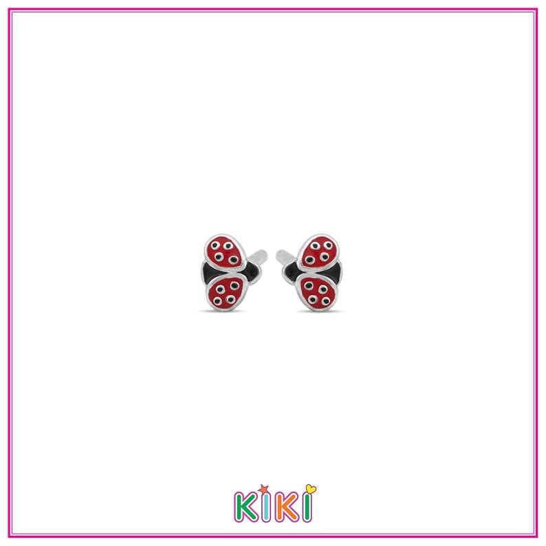 Zilveren kinderoorbellen lieveheersbeestjes | Kiki - Staartjes en Strikjes