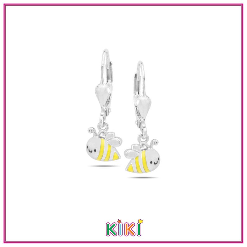 Zilveren kinderoorbellen met hangertjes bijtjes | Kiki - Staartjes en Strikjes