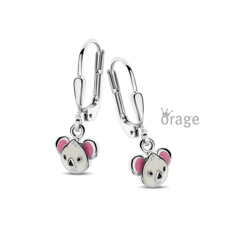Zilveren kinderoorbellen met hangertjes koala Orage Kids - Staartjes en Strikjes