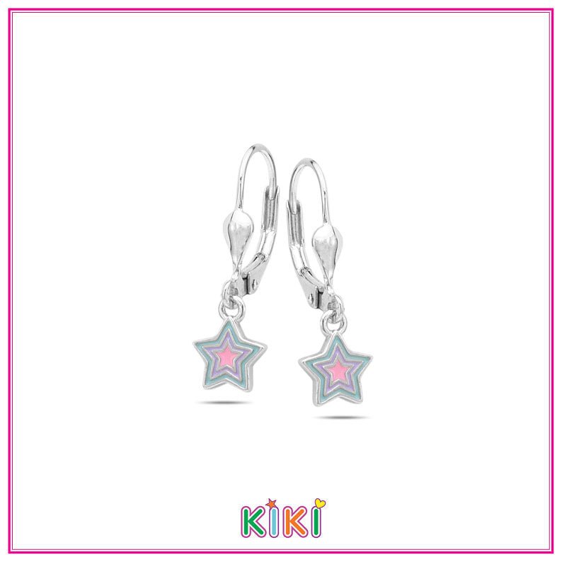 Zilveren kinderoorbellen met hangertjes sterretje | Kiki - Staartjes en Strikjes