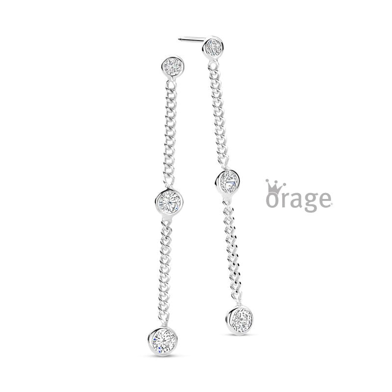 Zilveren kinderoorbellen oorhangers zirconiasteentjes Orage Kids - Staartjes en Strikjes