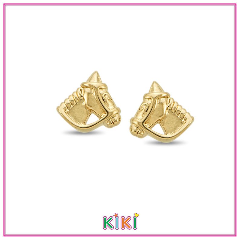 Zilveren kinderoorbellen paard goldplated - Kiki - Staartjes en Strikjes