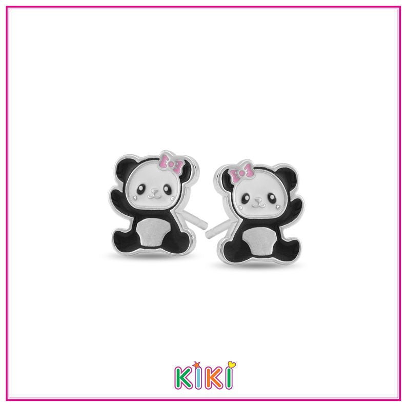 Zilveren kinderoorbellen panda | Kiki - Staartjes en Strikjes