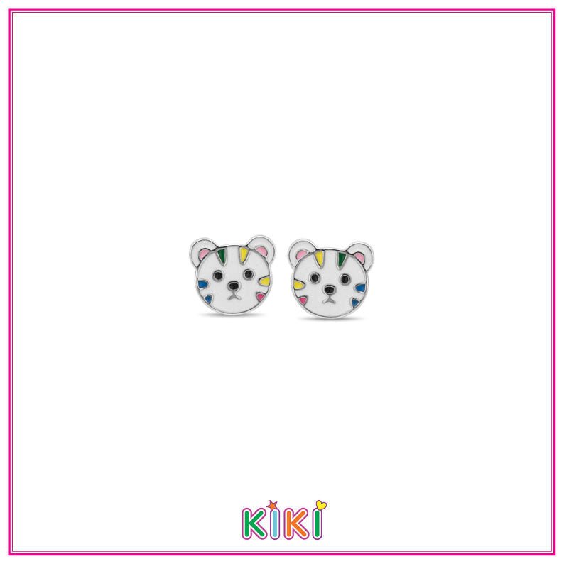 Zilveren kinderoorbellen poes | Kiki - Staartjes en Strikjes