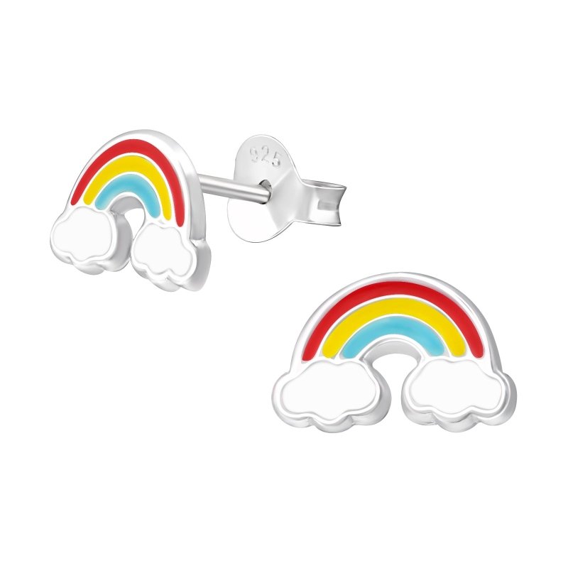 Zilveren kinderoorbellen regenboogjes - Staartjes en Strikjes