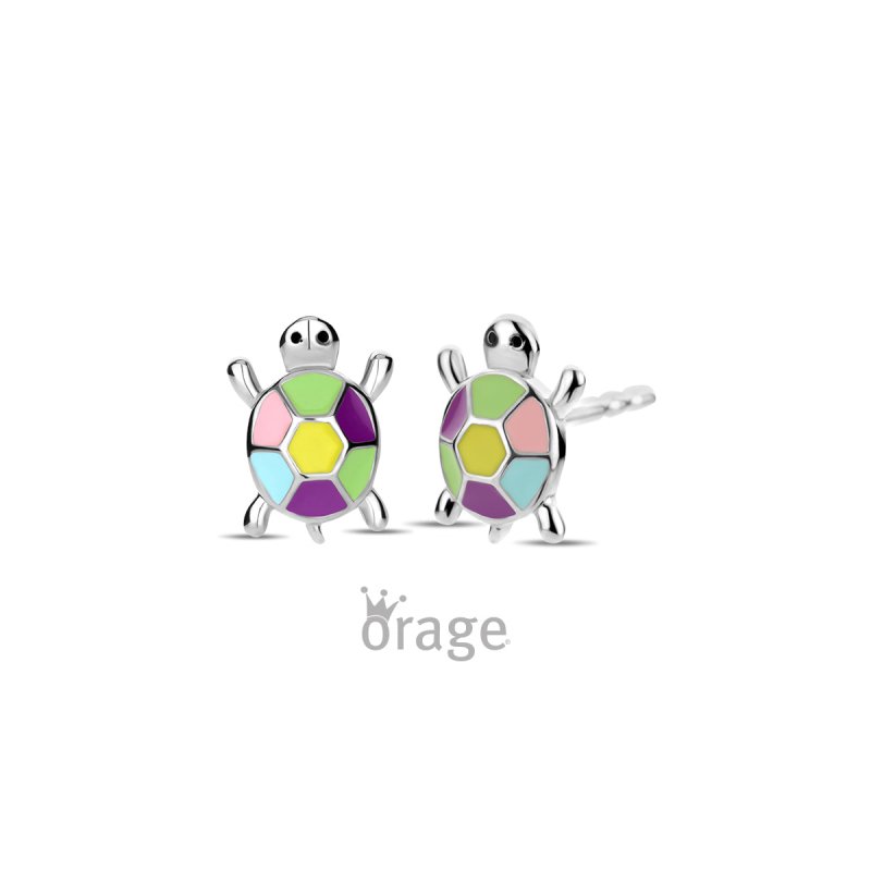 Zilveren kinderoorbellen schildpadje Orage Kids - Staartjes en Strikjes