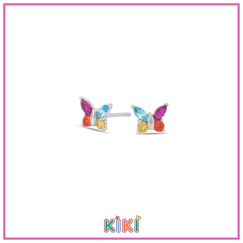 Zilveren kinderoorbellen vlinder zirkonia | Kiki - Staartjes en Strikjes