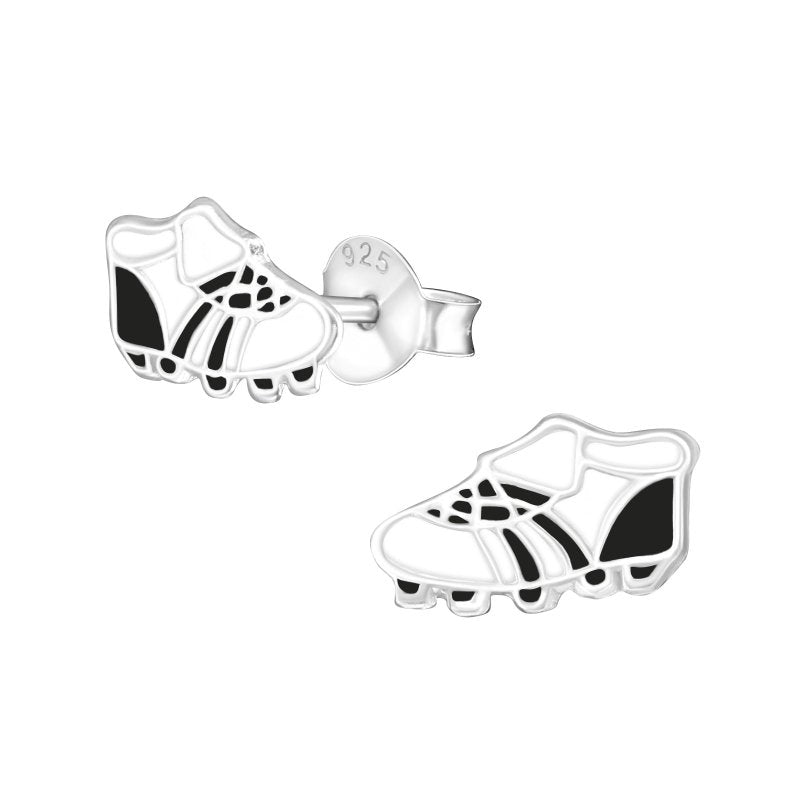 Zilveren kinderoorbellen voetbalschoenen - Staartjes en Strikjes