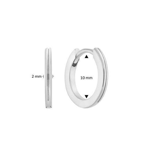 Zilveren oorbellen creolen/oorringen 10 mm. - Staartjes en Strikjes