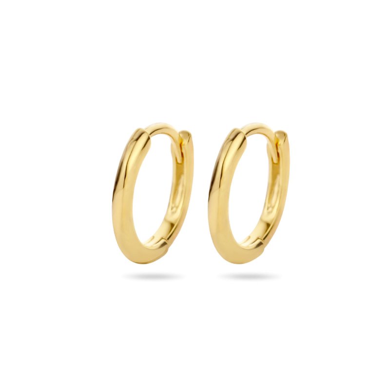 Zilveren oorbellen creolen/oorringen goldplated 9 mm. - Staartjes en Strikjes