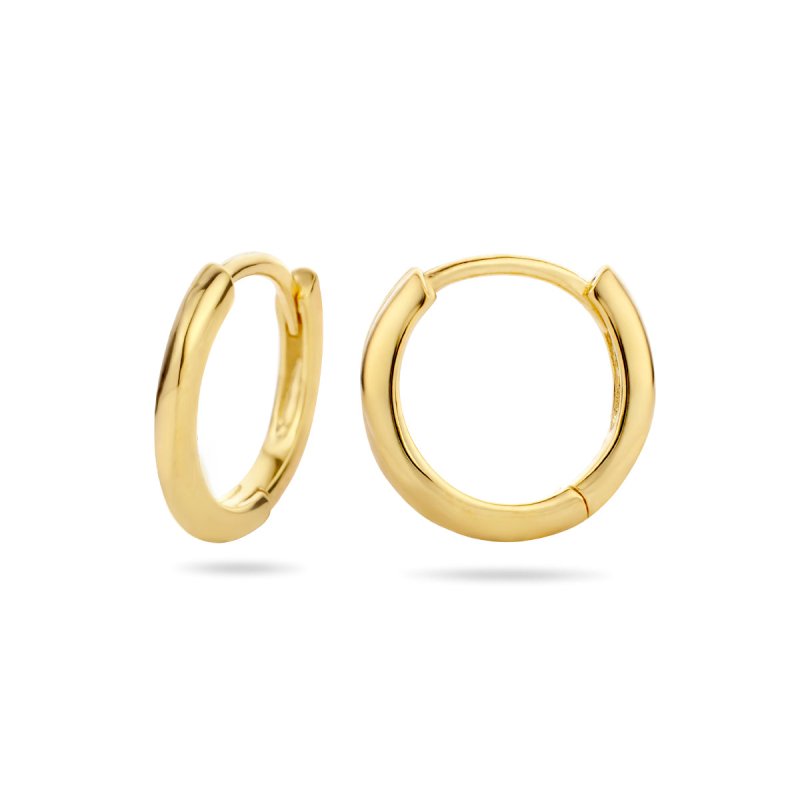 Zilveren oorbellen creolen/oorringen goldplated 9 mm. - Staartjes en Strikjes