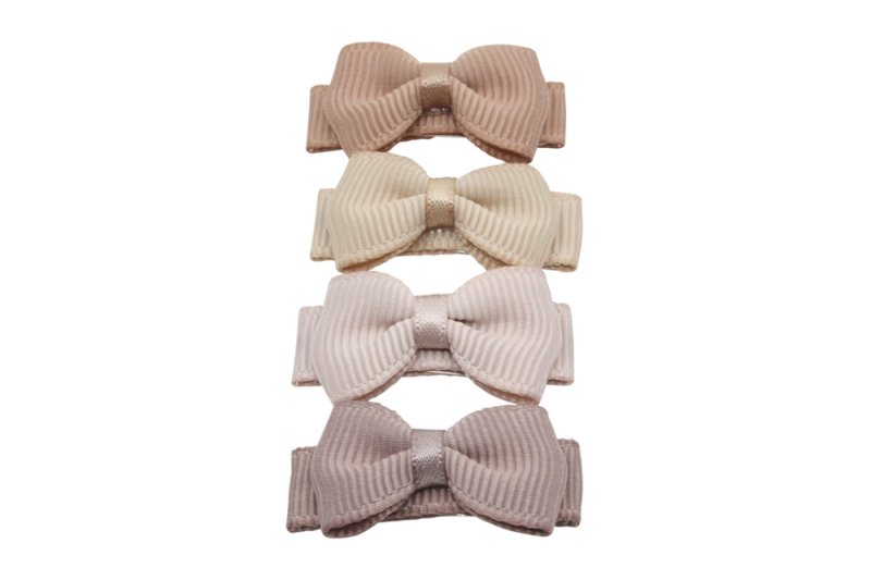 Baby haarspeldjes lint strikjes setje naturel - Staartjes en Strikjes