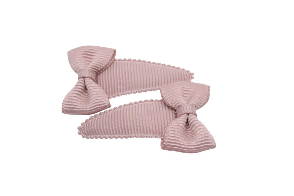 Baby haarspeldjes met strikjes antique mauve - Staartjes en Strikjes