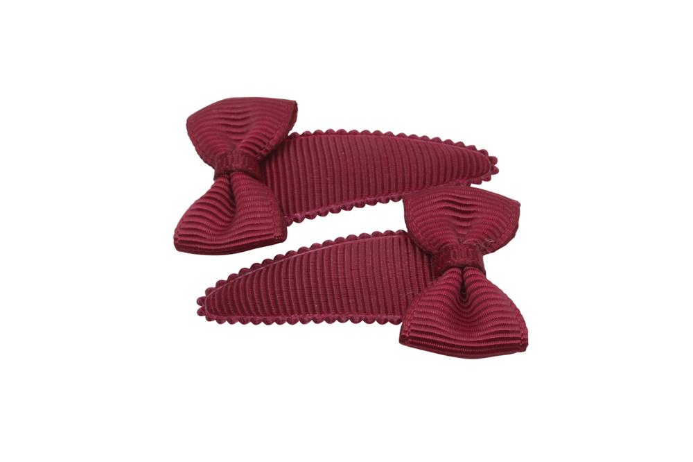 Baby haarspeldjes met strikjes bordeaux rood - Staartjes en Strikjes
