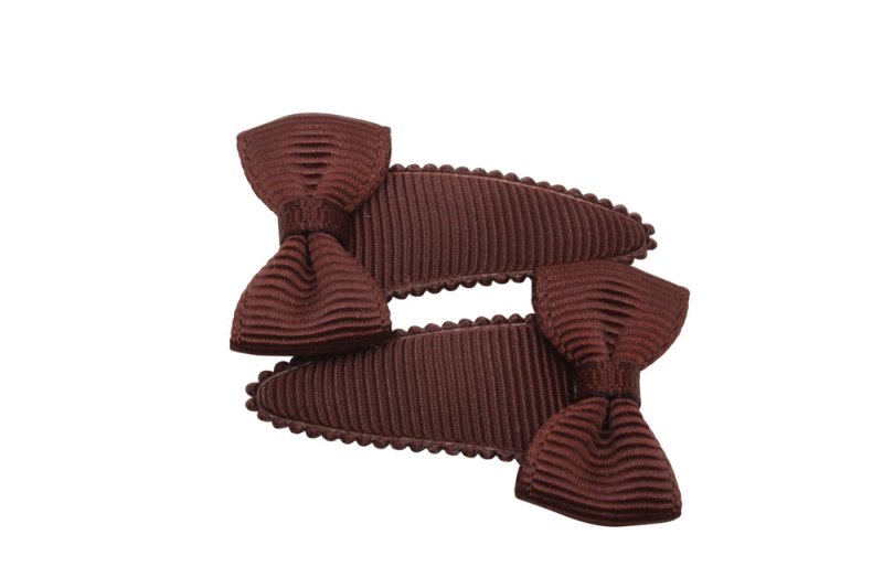 Baby haarspeldjes met strikjes cappuccino bruin - Staartjes en Strikjes