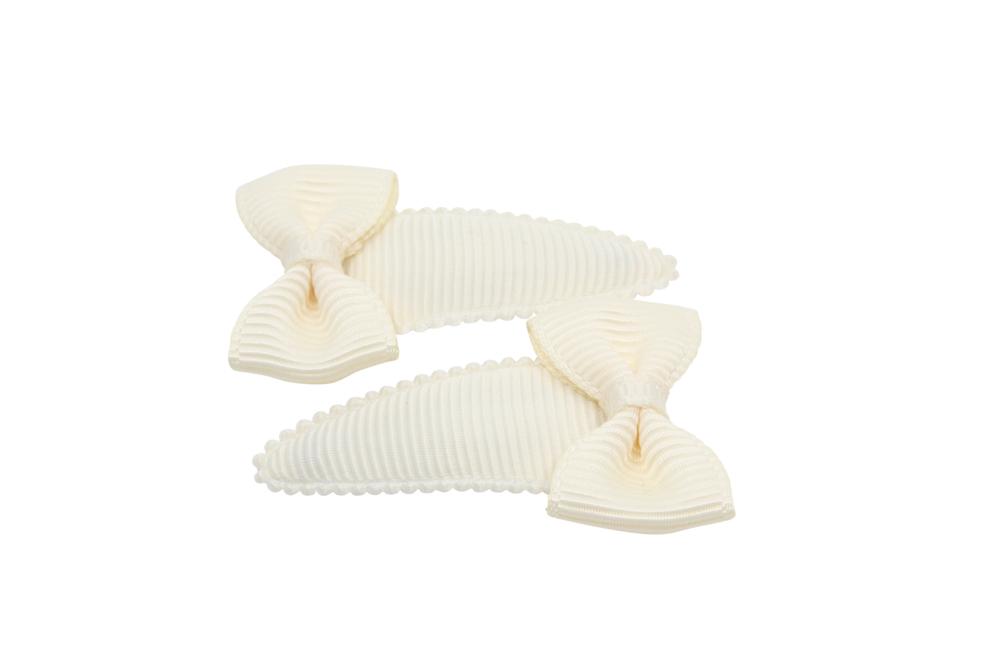 Baby haarspeldjes met strikjes creme - Staartjes en Strikjes