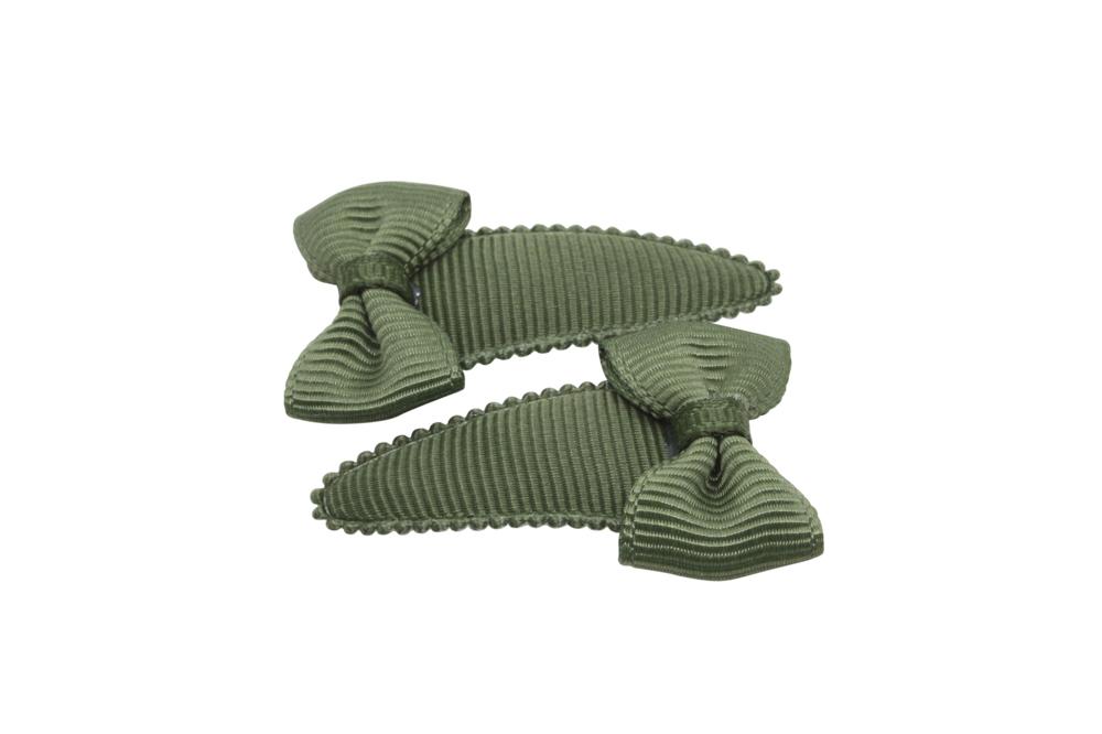 Baby haarspeldjes met strikjes mos groen - Staartjes en Strikjes