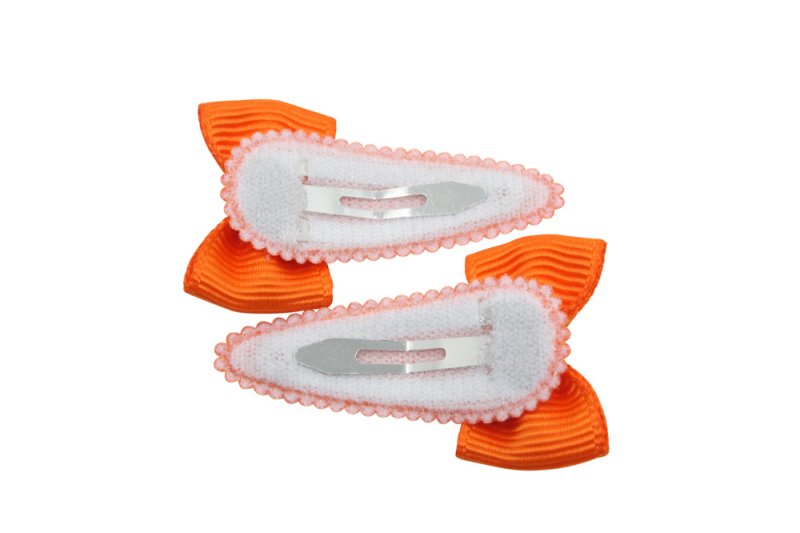 Baby haarspeldjes met strikjes oranje - Staartjes en Strikjes